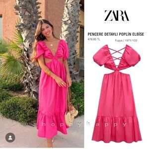 Zara Pink Poplin Dress with Back Detail